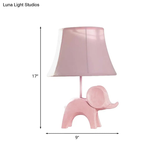 Colorful Cartoon Animal Table Lamp With Fabric Shade - Pink Elephant Peacock Blue Or Yellow