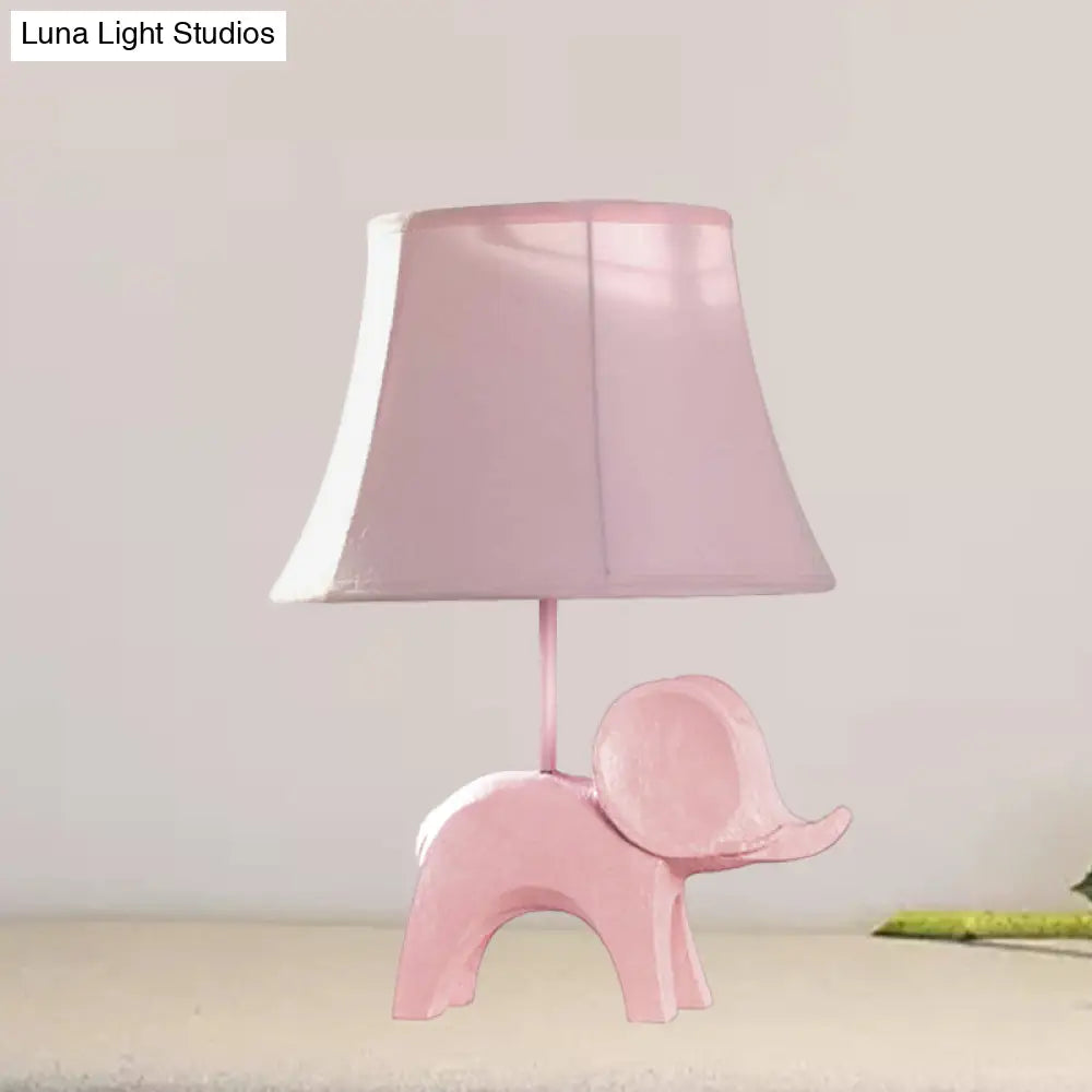 Colorful Cartoon Animal Table Lamp With Fabric Shade - Pink Elephant Peacock Blue Or Yellow