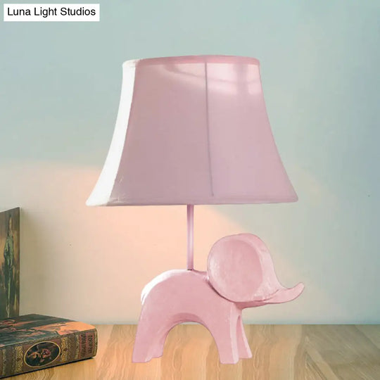 Colorful Cartoon Animal Table Lamp With Fabric Shade - Pink Elephant Peacock Blue Or Yellow