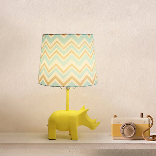 Colorful Cartoon Animal Table Lamp With Fabric Shade - Pink Elephant Peacock Blue Or Yellow