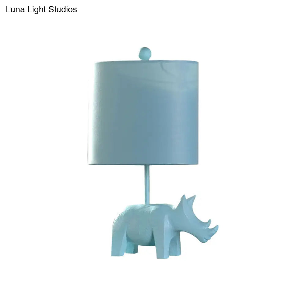 Colorful Cartoon Animal Table Lamp With Fabric Shade - Pink Elephant Peacock Blue Or Yellow