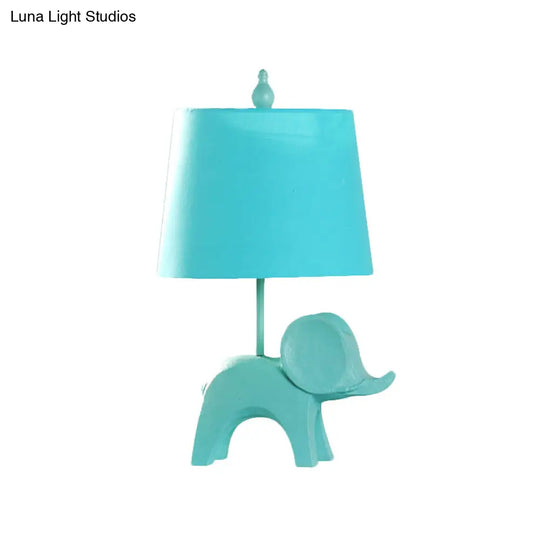 Colorful Cartoon Animal Table Lamp With Fabric Shade - Pink Elephant Peacock Blue Or Yellow