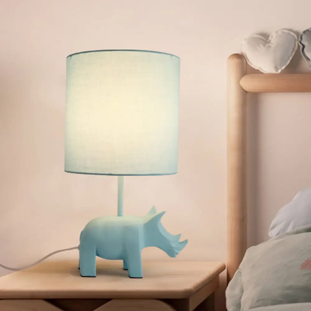 Colorful Cartoon Animal Table Lamp With Fabric Shade - Pink Elephant Peacock Blue Or Yellow