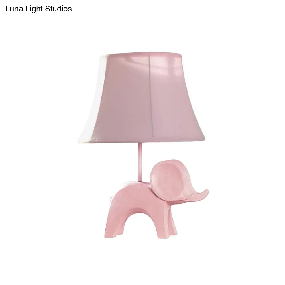 Colorful Cartoon Animal Table Lamp With Fabric Shade - Pink Elephant Peacock Blue Or Yellow