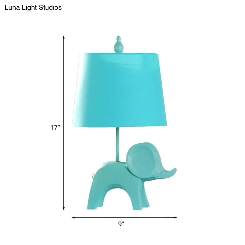 Colorful Cartoon Animal Table Lamp With Fabric Shade - Pink Elephant Peacock Blue Or Yellow