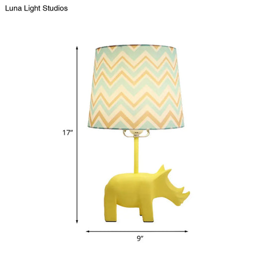 Colorful Cartoon Animal Table Lamp With Fabric Shade - Pink Elephant Peacock Blue Or Yellow