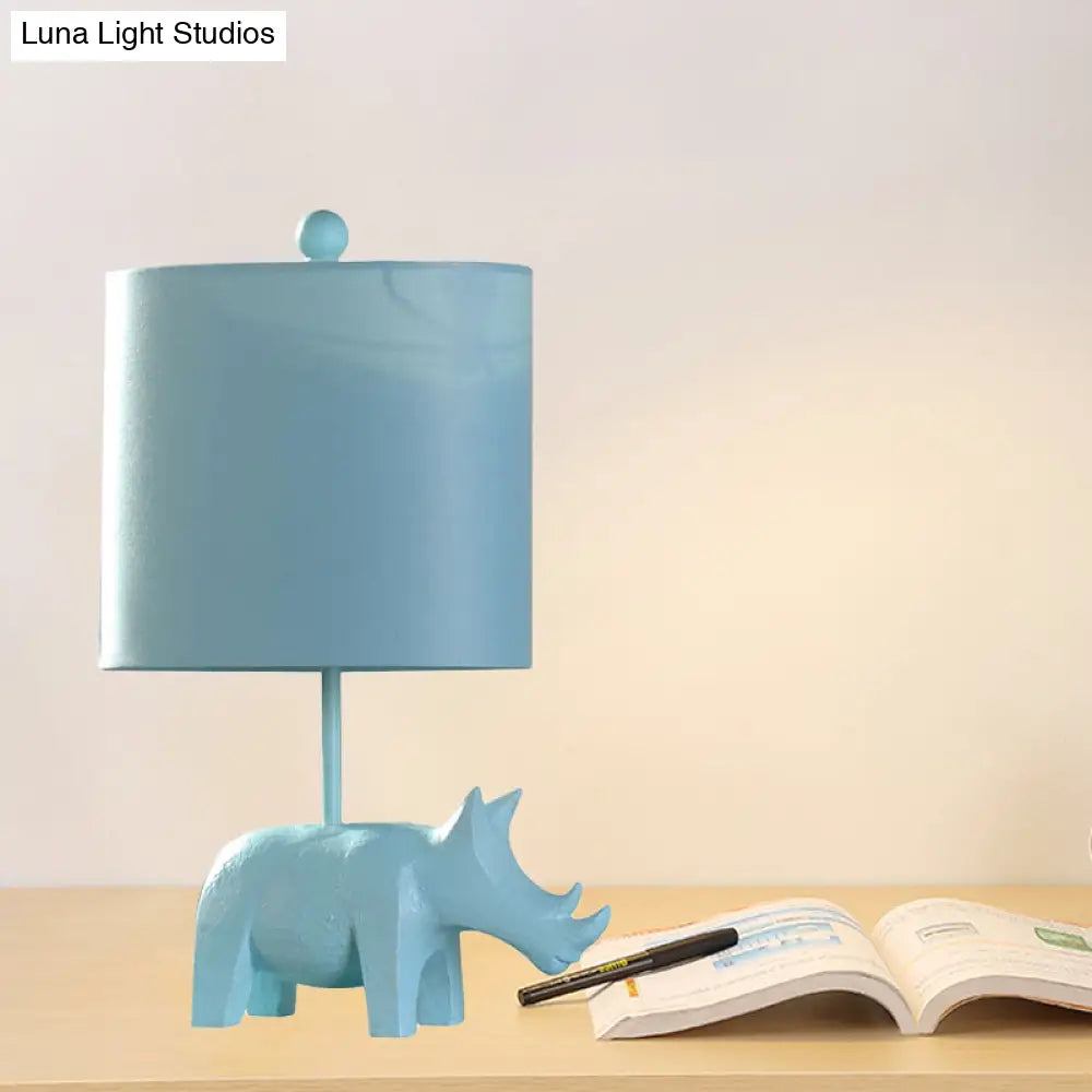 Colorful Cartoon Animal Table Lamp With Fabric Shade - Pink Elephant Peacock Blue Or Yellow