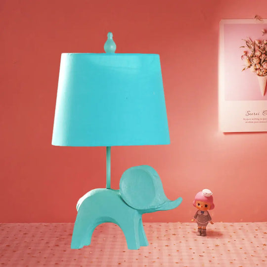 Colorful Cartoon Animal Table Lamp With Fabric Shade - Pink Elephant Peacock Blue Or Yellow