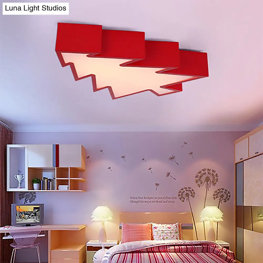 Colorful Cartoon Led Ceiling Lamp: Acrylic Pinaster Flush Light For Kids (Red/Yellow/Blue/Green) Red
