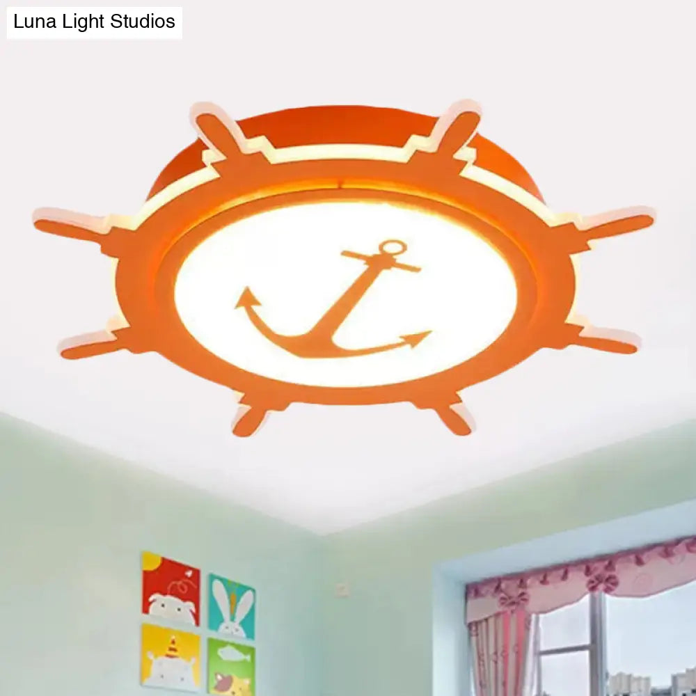 Colorful Cartoon Rudder Led Ceiling Lamp For Girls Bedroom Orange / 23.5