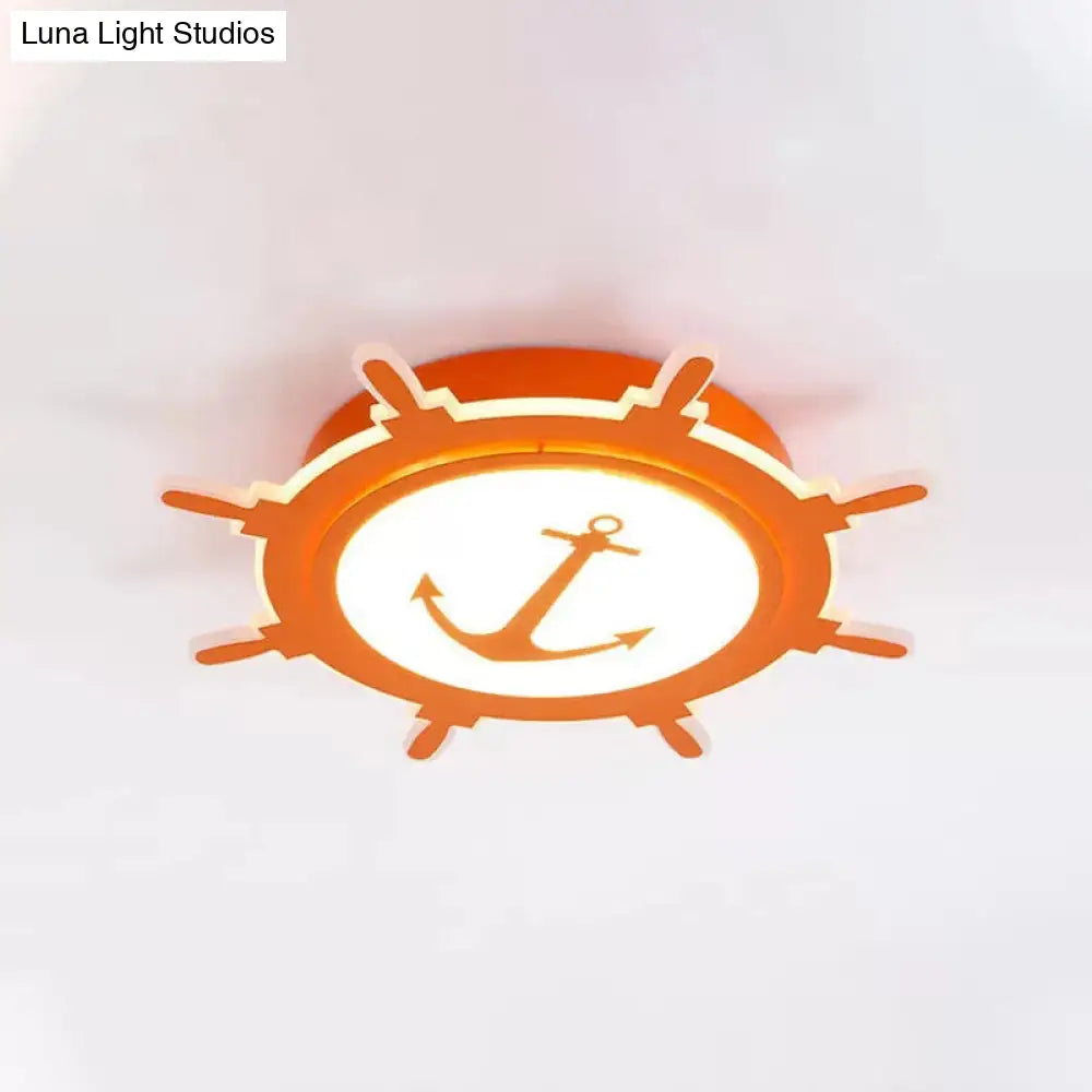 Colorful Cartoon Rudder Led Ceiling Lamp For Girls Bedroom Orange / 16.5