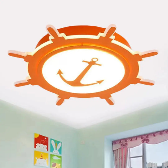 Colorful Cartoon Rudder Led Ceiling Lamp For Girls’ Bedroom Orange / 23.5’