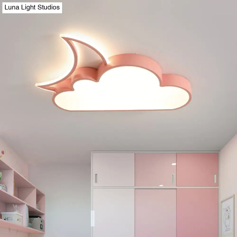 Colorful Cloud Led Flush Mount Lamp For Kids Room With Acrylic Shade