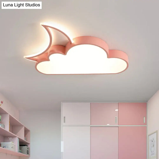 Colorful Cloud Led Flush Mount Lamp For Kids Room With Acrylic Shade