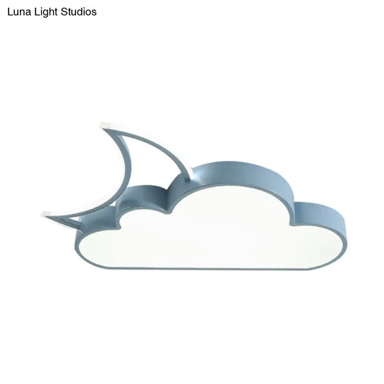 Colorful Cloud Led Flush Mount Lamp For Kids Room With Acrylic Shade