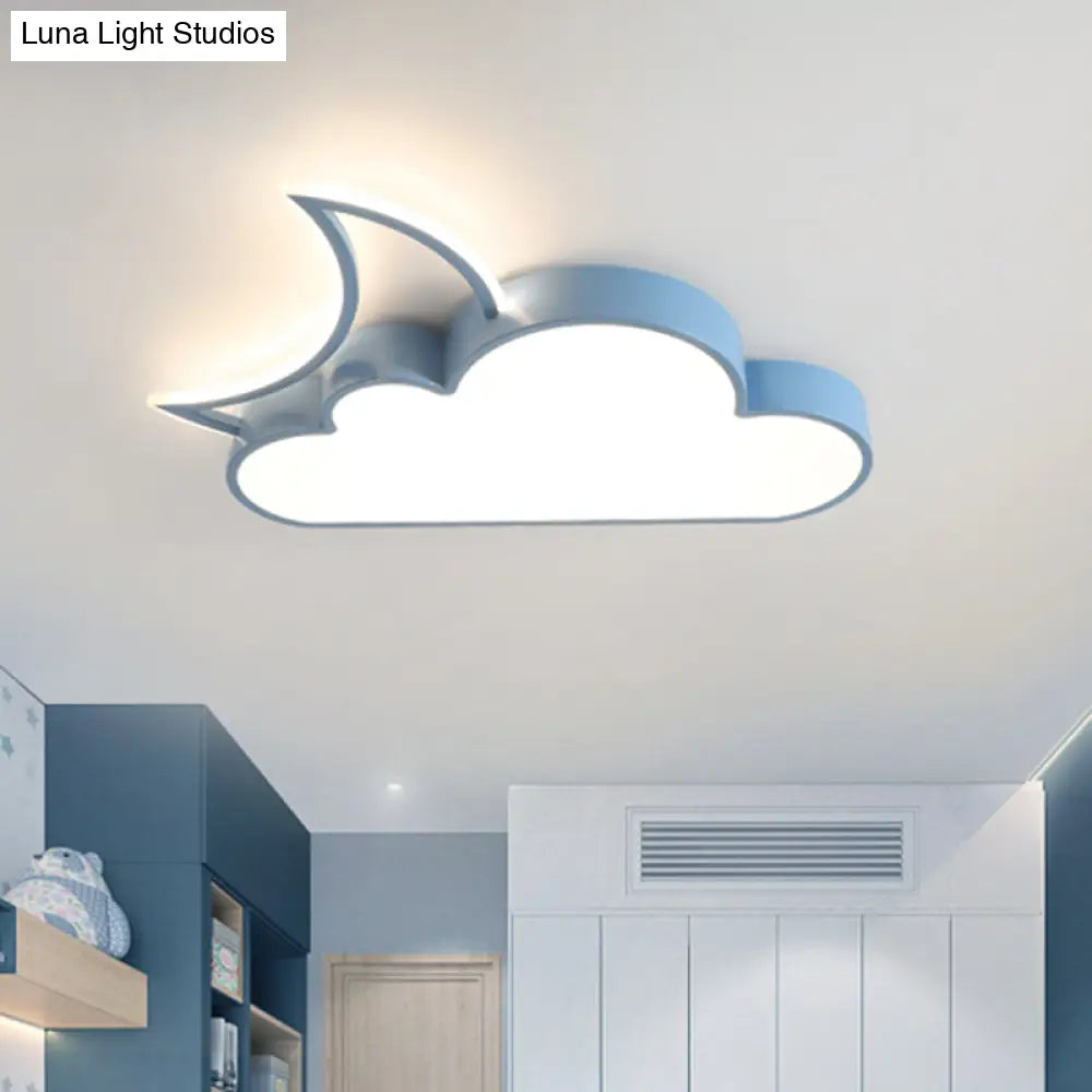 Colorful Cloud Led Flush Mount Lamp For Kids Room With Acrylic Shade