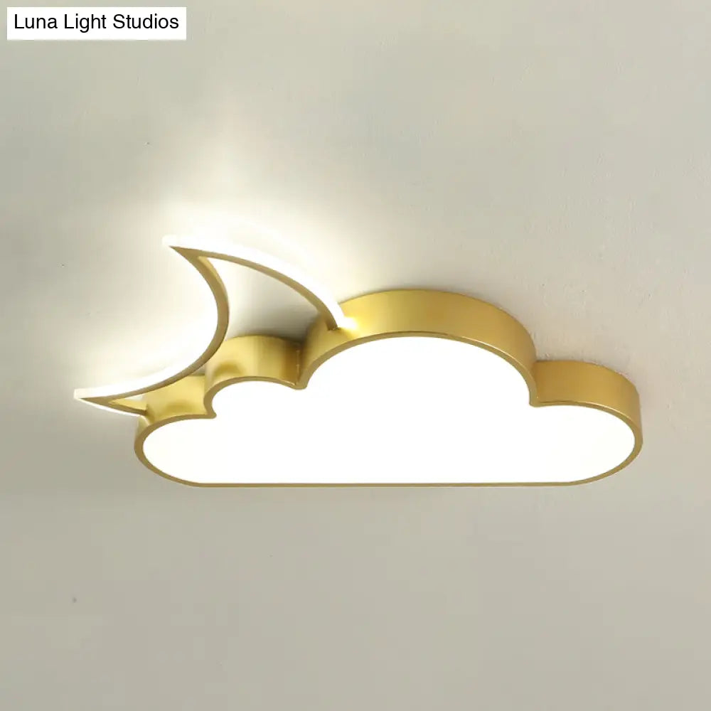 Colorful Cloud Led Flush Mount Lamp For Kids Room With Acrylic Shade