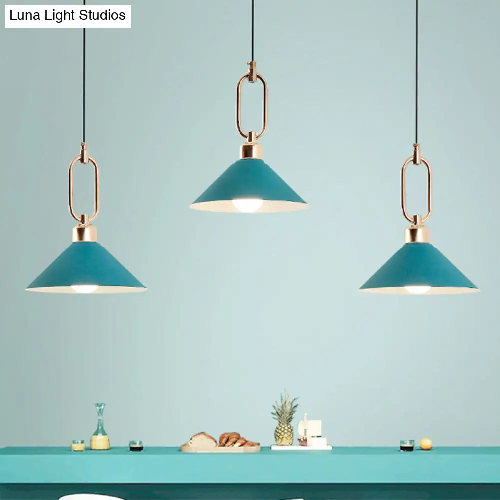 Colorful Cone Hanging Light Macaron Pendant Ceiling Lamp For Dining Table