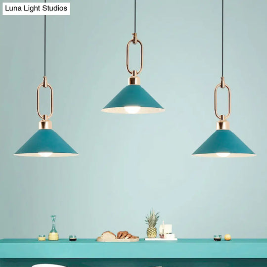 Colorful Cone Hanging Light Macaron Pendant Ceiling Lamp For Dining Table