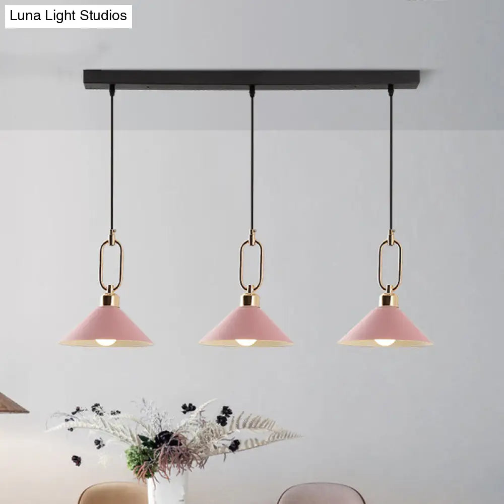 Colorful Cone Hanging Light Macaron Pendant Ceiling Lamp For Dining Table