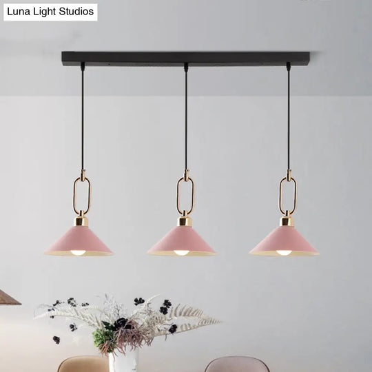 Colorful Cone Hanging Light Macaron Pendant Ceiling Lamp For Dining Table