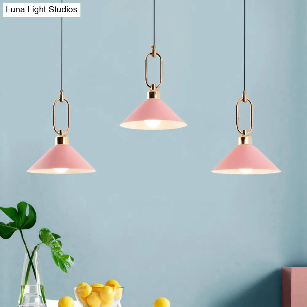 Colorful Cone Hanging Light Macaron Pendant Ceiling Lamp For Dining Table