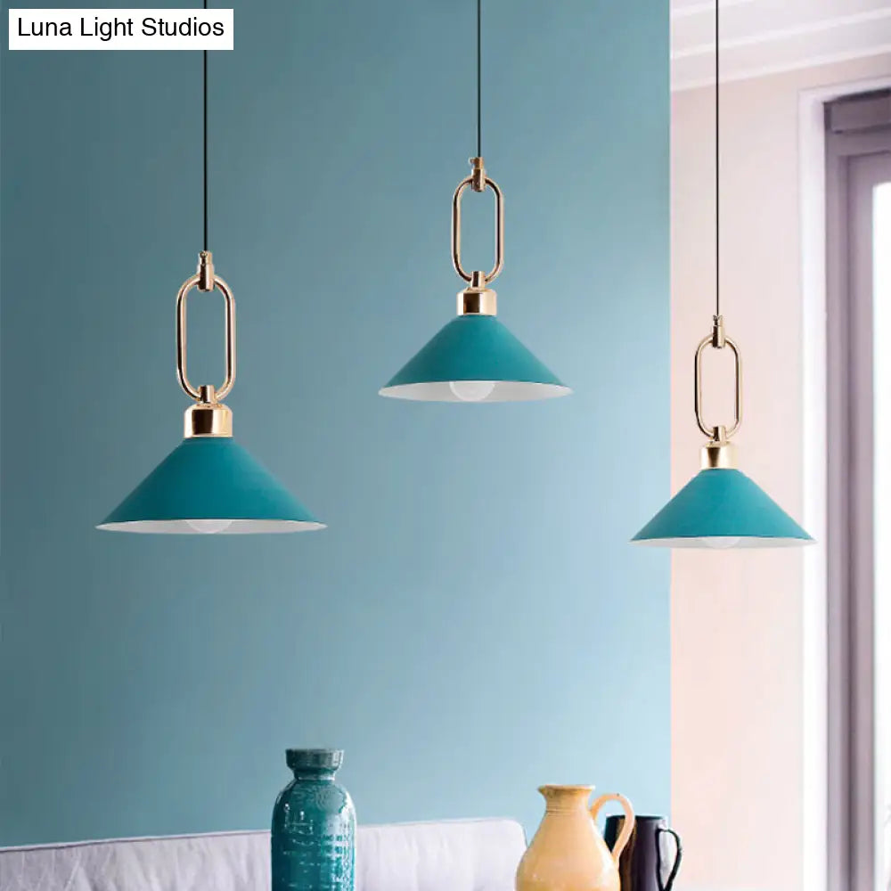 Colorful Cone Hanging Light Macaron Pendant Ceiling Lamp For Dining Table