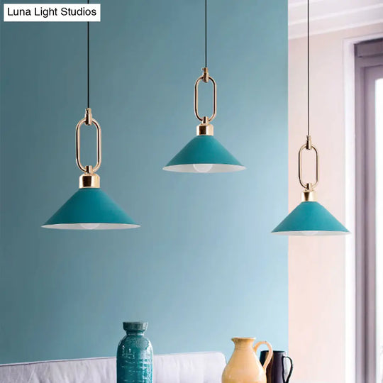 Colorful Cone Hanging Light Macaron Pendant Ceiling Lamp For Dining Table