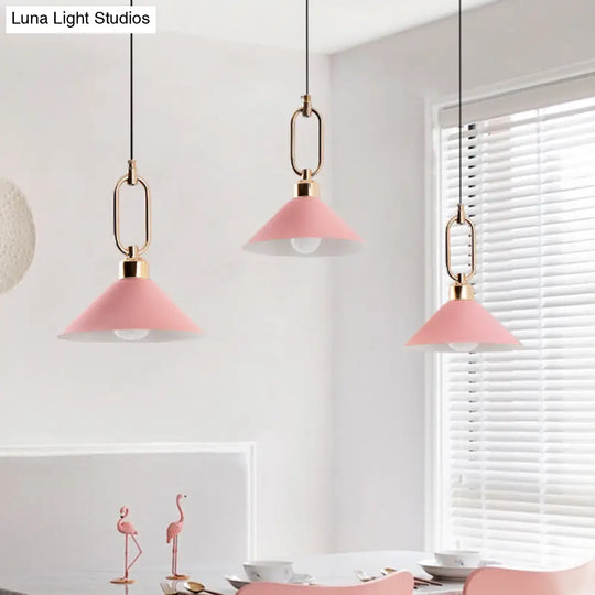 Colorful Cone Hanging Light Macaron Pendant Ceiling Lamp For Dining Table