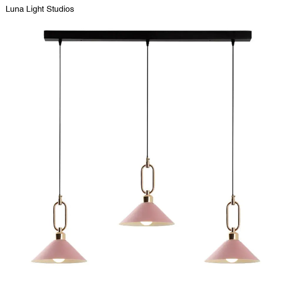 Colorful Cone Hanging Light Macaron Pendant Ceiling Lamp For Dining Table