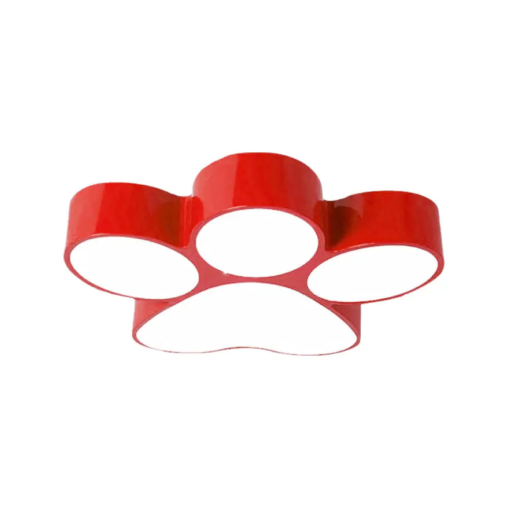 Colorful Dog Paw Led Flush Mount For Kids Bedroom Ceiling 18/23.5 Width Red / 18