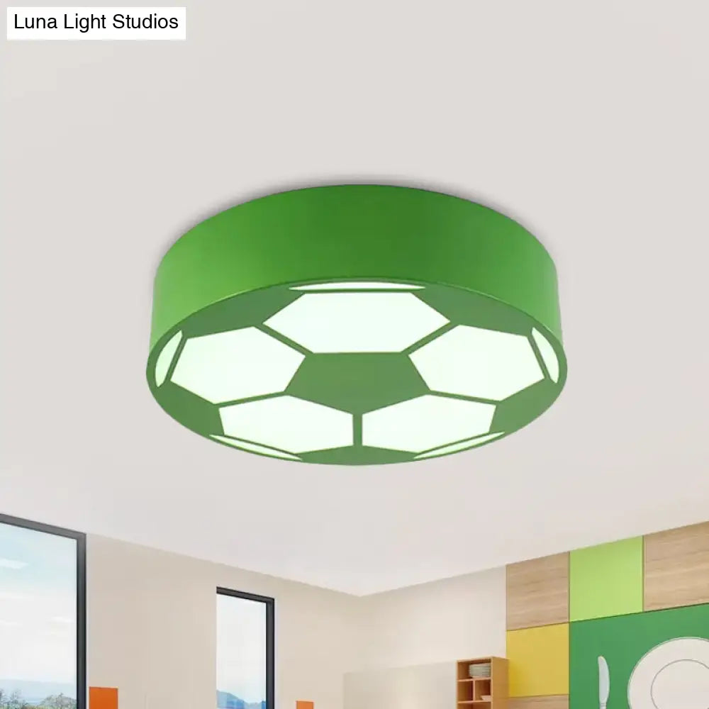 Colorful Football Flushmount Children’s Led Ceiling Light With Acrylic Shade