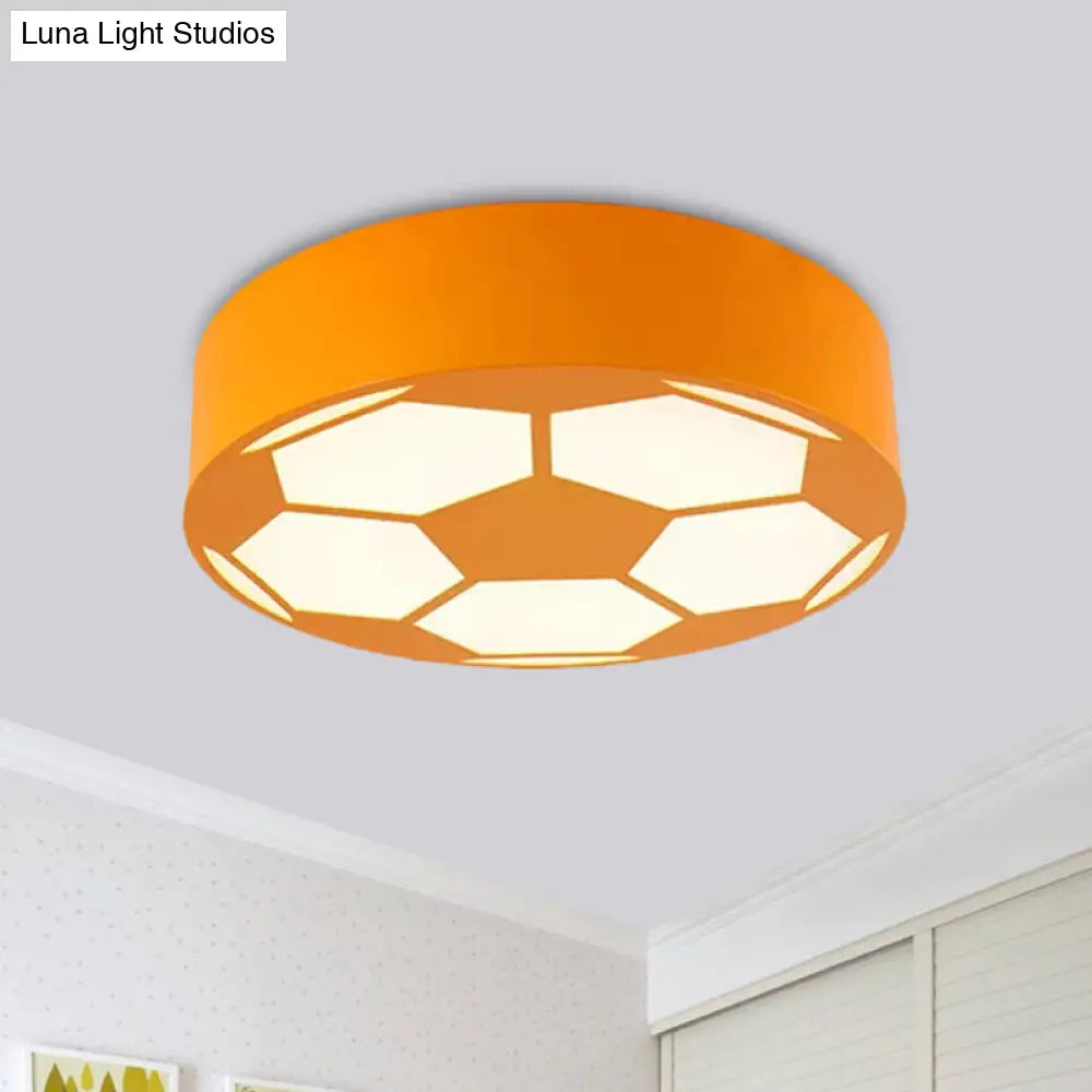 Colorful Football Flushmount Childrens Led Ceiling Light With Acrylic Shade Yellow