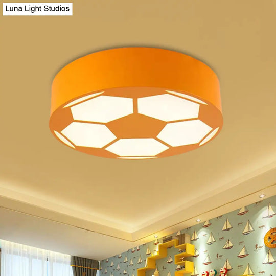 Colorful Football Flushmount Childrens Led Ceiling Light With Acrylic Shade