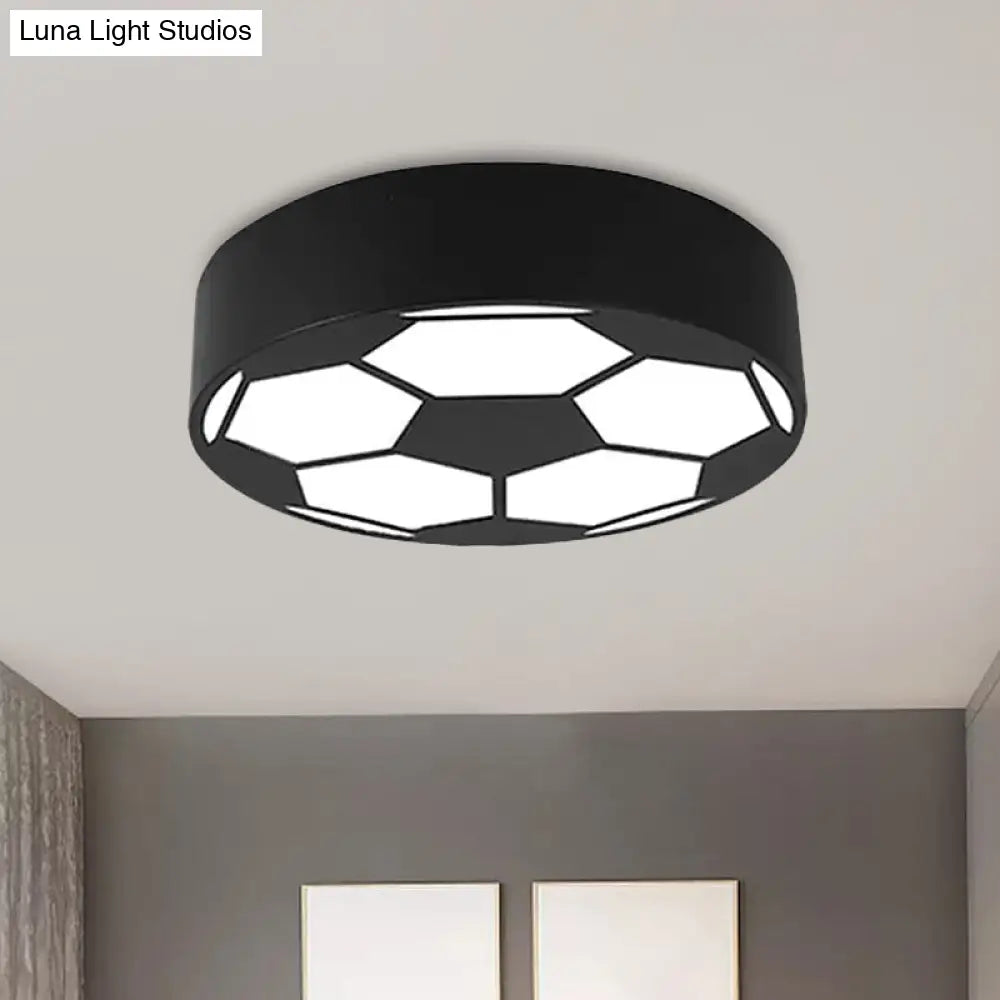 Colorful Football Flushmount Childrens Led Ceiling Light With Acrylic Shade Black