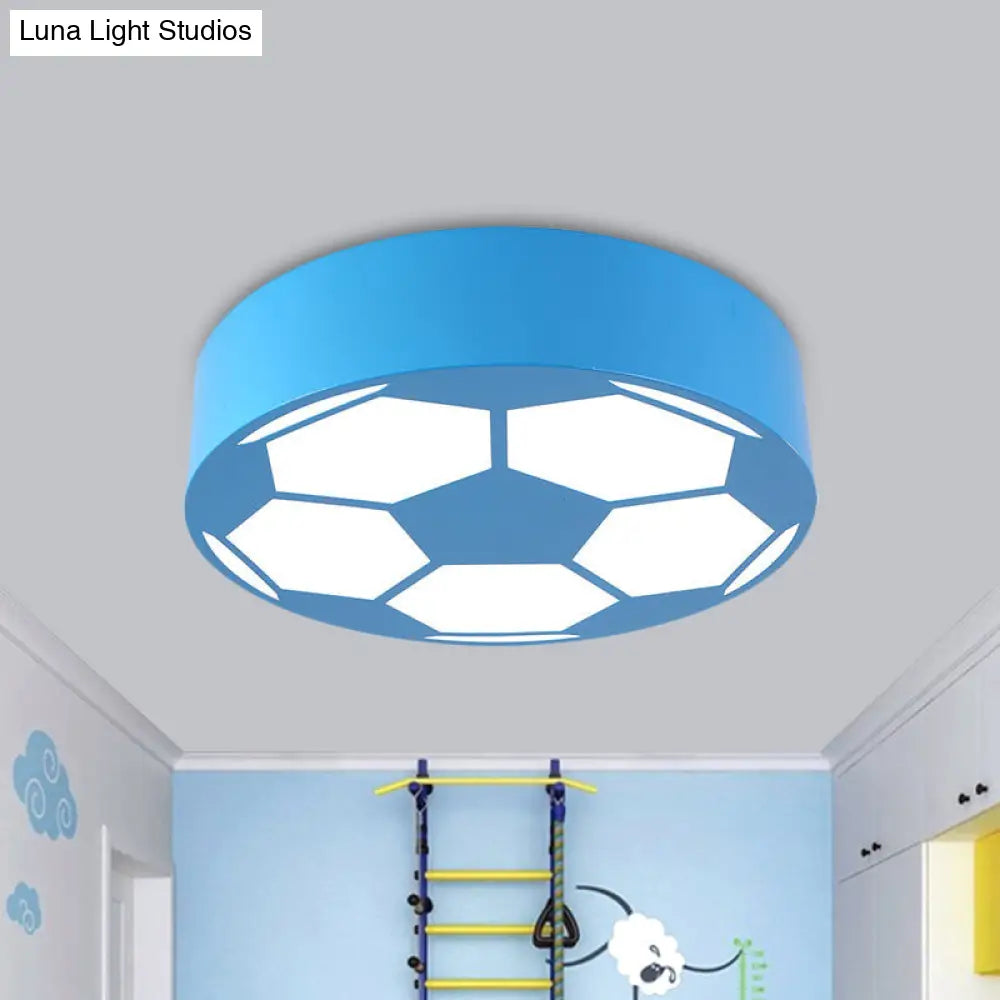 Colorful Football Flushmount Childrens Led Ceiling Light With Acrylic Shade Blue