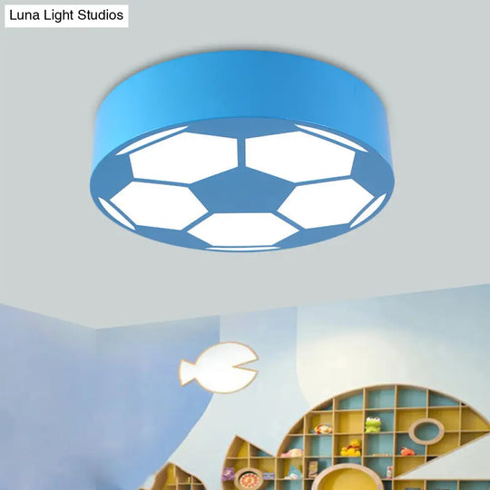 Colorful Football Flushmount Children’s Led Ceiling Light With Acrylic Shade