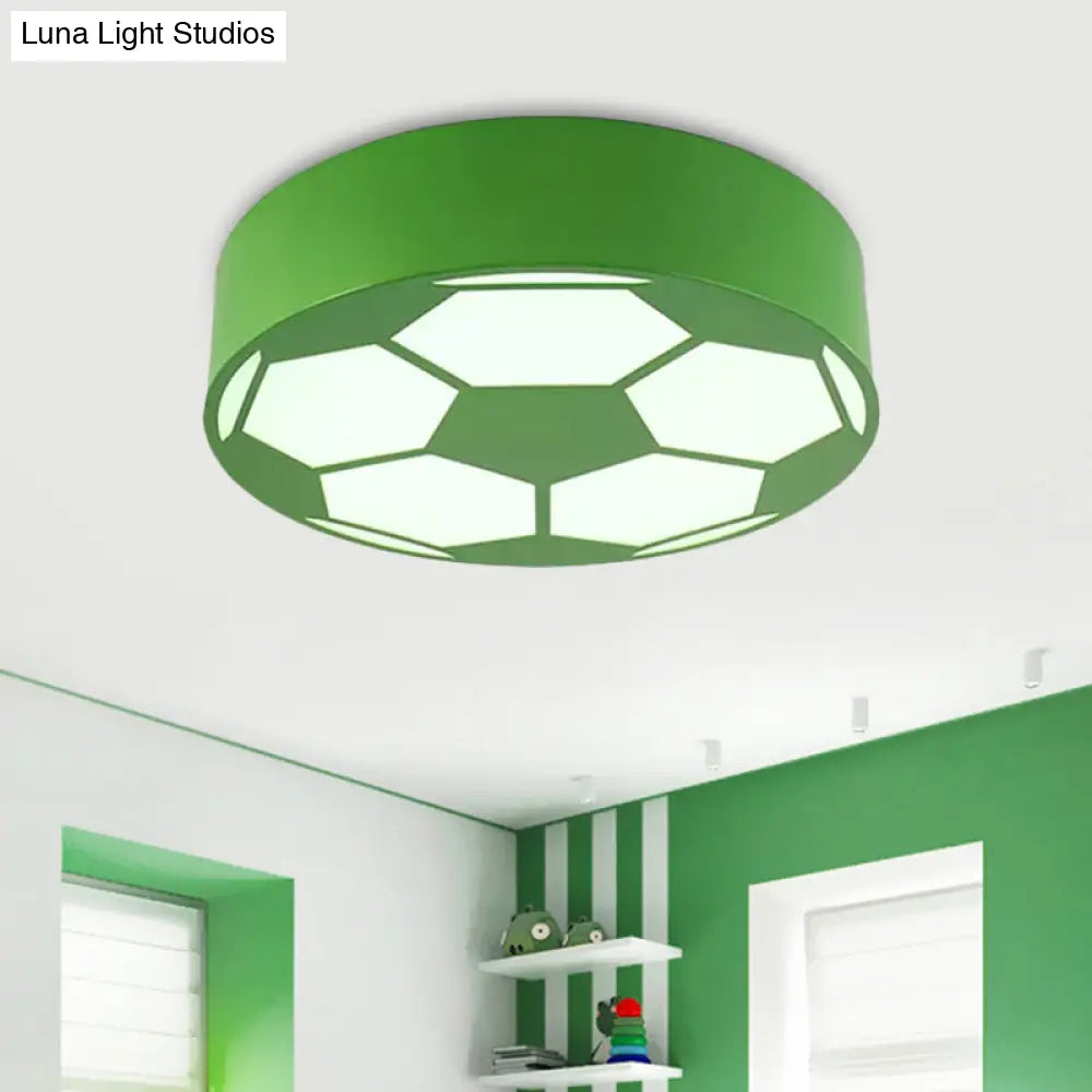 Colorful Football Flushmount Childrens Led Ceiling Light With Acrylic Shade