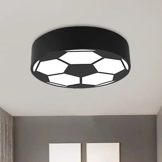 Colorful Football Flushmount Children’s Led Ceiling Light With Acrylic Shade Black