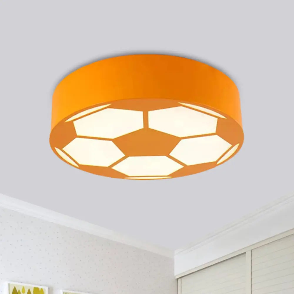 Colorful Football Flushmount Children’s Led Ceiling Light With Acrylic Shade Yellow