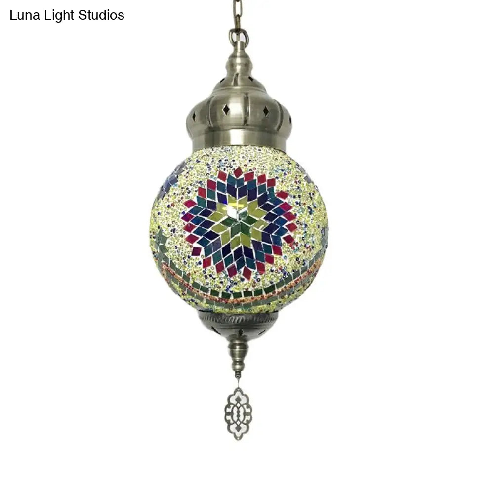 Colorful Glass Antique Ball Hanging Light With 1/6 Bulbs - Ideal For Living Room Suspension