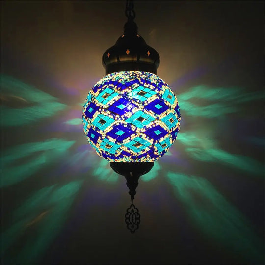 Colorful Glass Antique Ball Hanging Light With 1/6 Bulbs - Ideal For Living Room Suspension Copper /