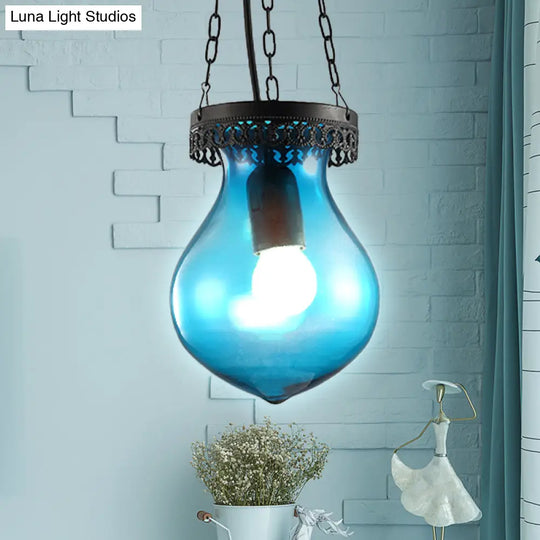 Colorful Glass Jar Ceiling Lamp With Multiple Heads - Ideal For Restaurants