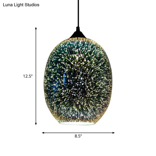 Colorful Glass Pendant 1-Light Hanging Light – Silver Finish