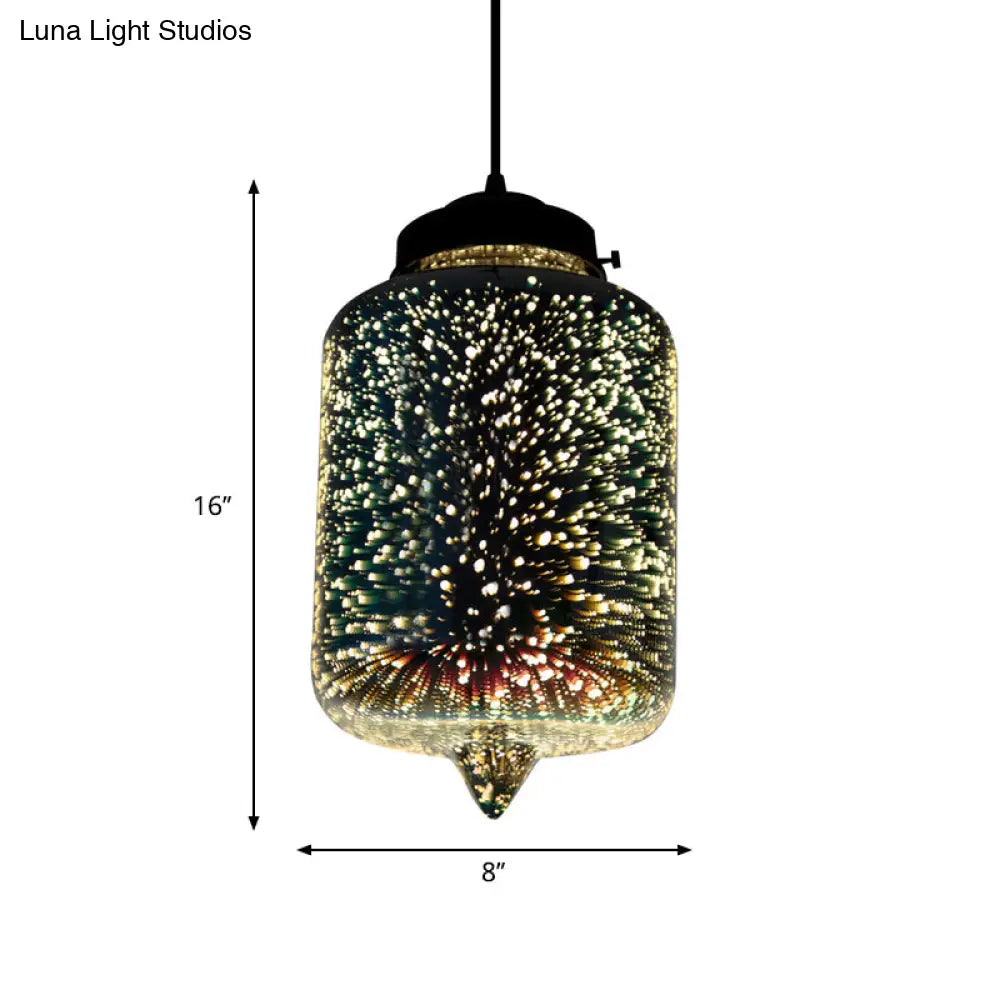 Colorful Glass Pendant 1-Light Hanging Light – Silver Finish