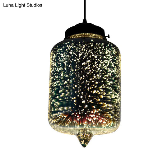 Colorful Glass Snack Bar Pendant Light In Silver - Postmodern Hanging Design