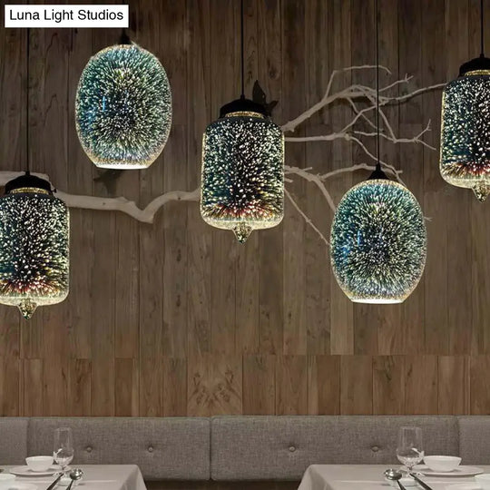 Colorful Glass Snack Bar Pendant Light In Silver - Postmodern Hanging Design