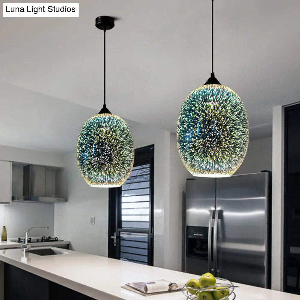 Colorful Glass Snack Bar Pendant Light In Silver - Postmodern Hanging Design