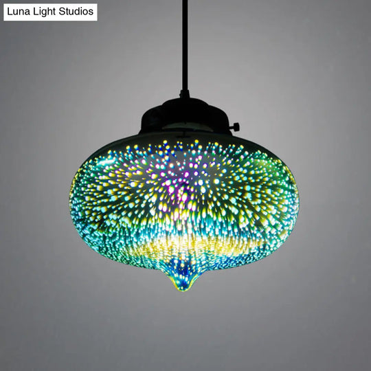 Colorful Glass Pendant Lamp With Chrome Led Modern 3-D Design Hanging Ceiling Lighting