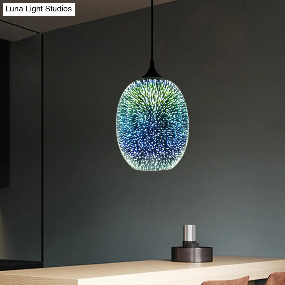 Modern Glass Pendant Lighting - Colorful 3-D Cylinder/Oval/Cone Shape Chrome Led Ceiling Lamp